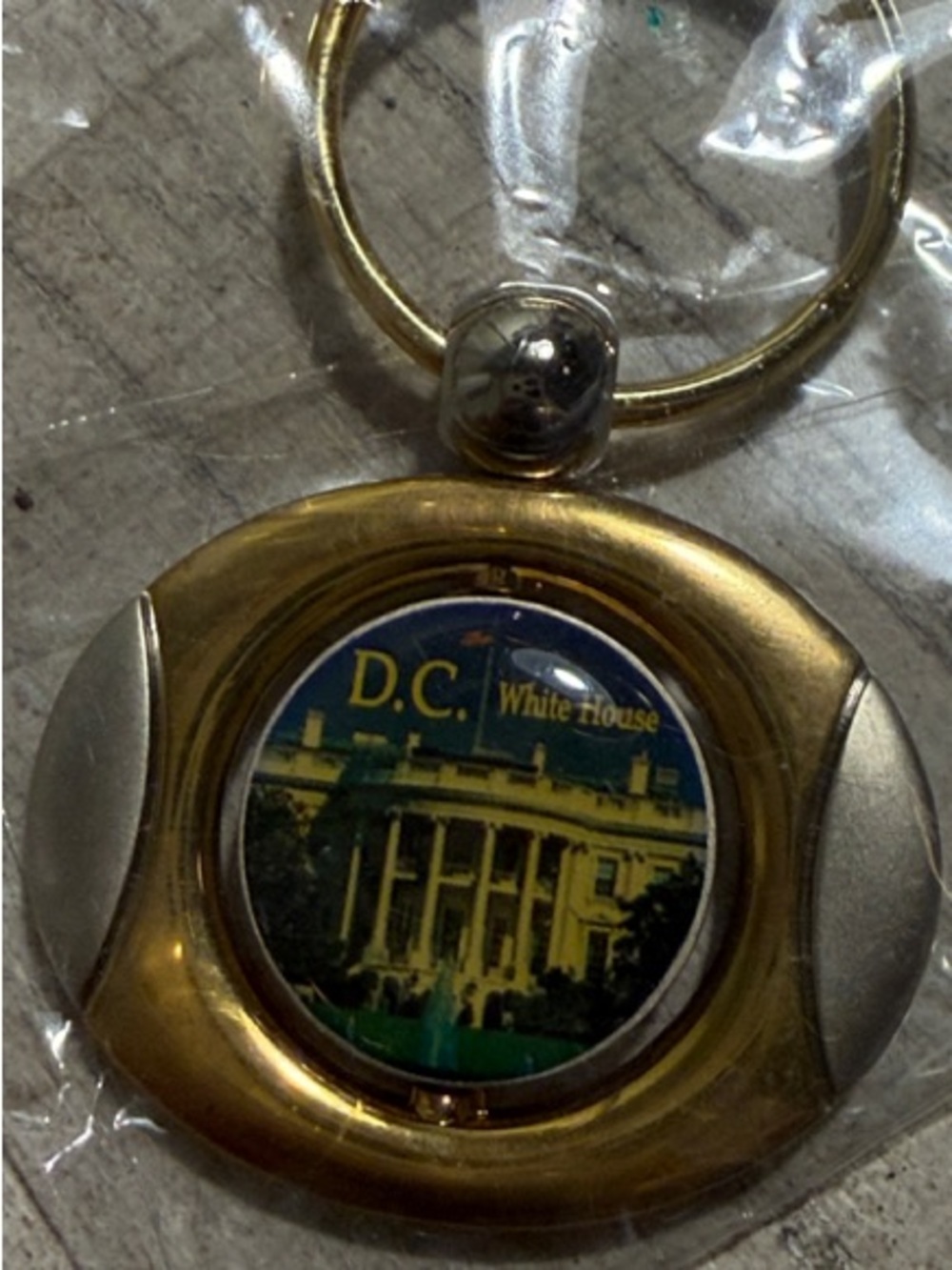 Gold and Silver D.C. White House Keychain